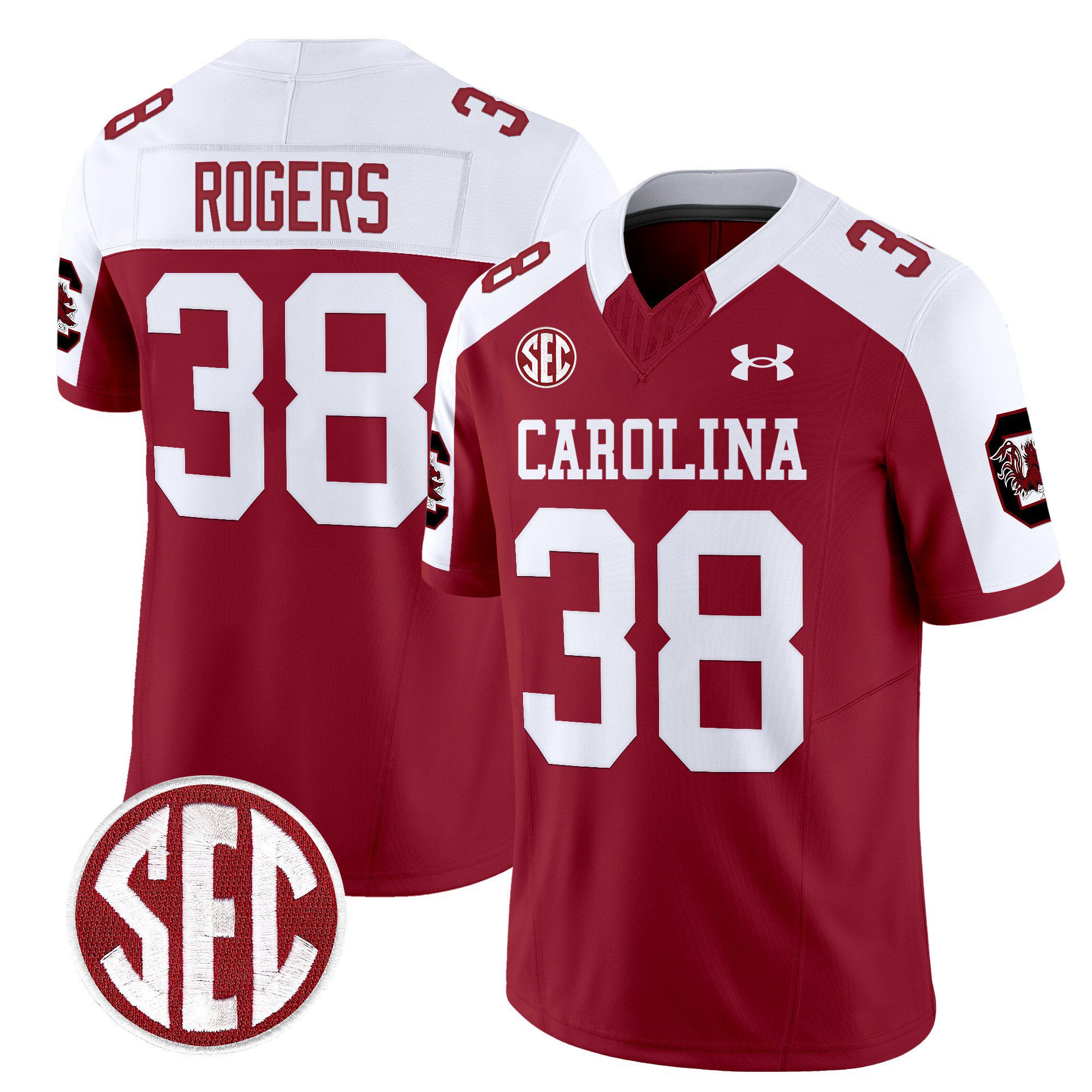 Men South Carolina Gamecocks #38 Rogers Red 1980 Throwback Vapor Limited 2024 NCAA Jersey style 1